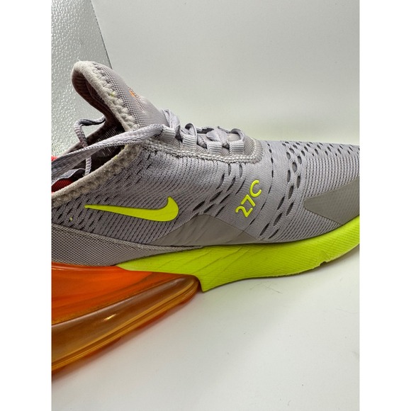 Nike Air Max 270 Grey Neon Orange Running Lifestyle Shoes Mens Size 8 AH8050 012 - Picture 5 of 13